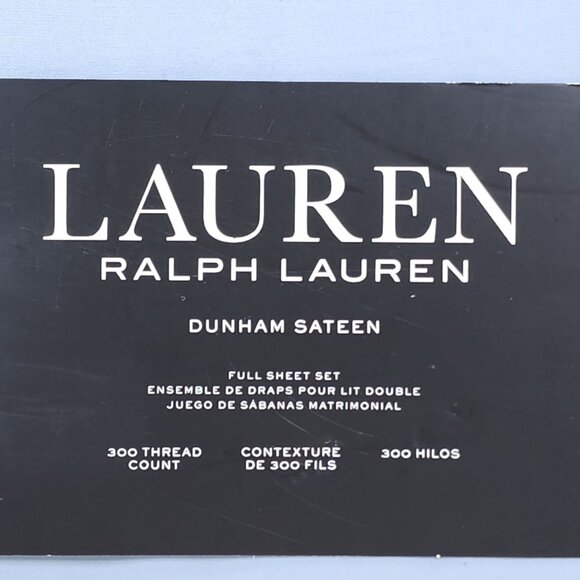 Lauren Ralph Lauren Dunham Sateen Cotton Double Full Sheet Set Thread Blue Mist - Picture 4 of 7